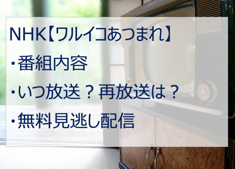 【ワルイコあつまれ】はいつ放送？無料見逃し配信は？番組内容など