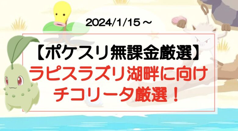 【ポケスリ無課金厳選】ラピスラズリ湖畔に向けてチコリータ厳選！（2024/1/15〜）